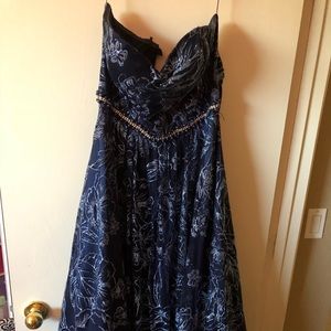 Blue prom dress, glitter sequin, beaded waist